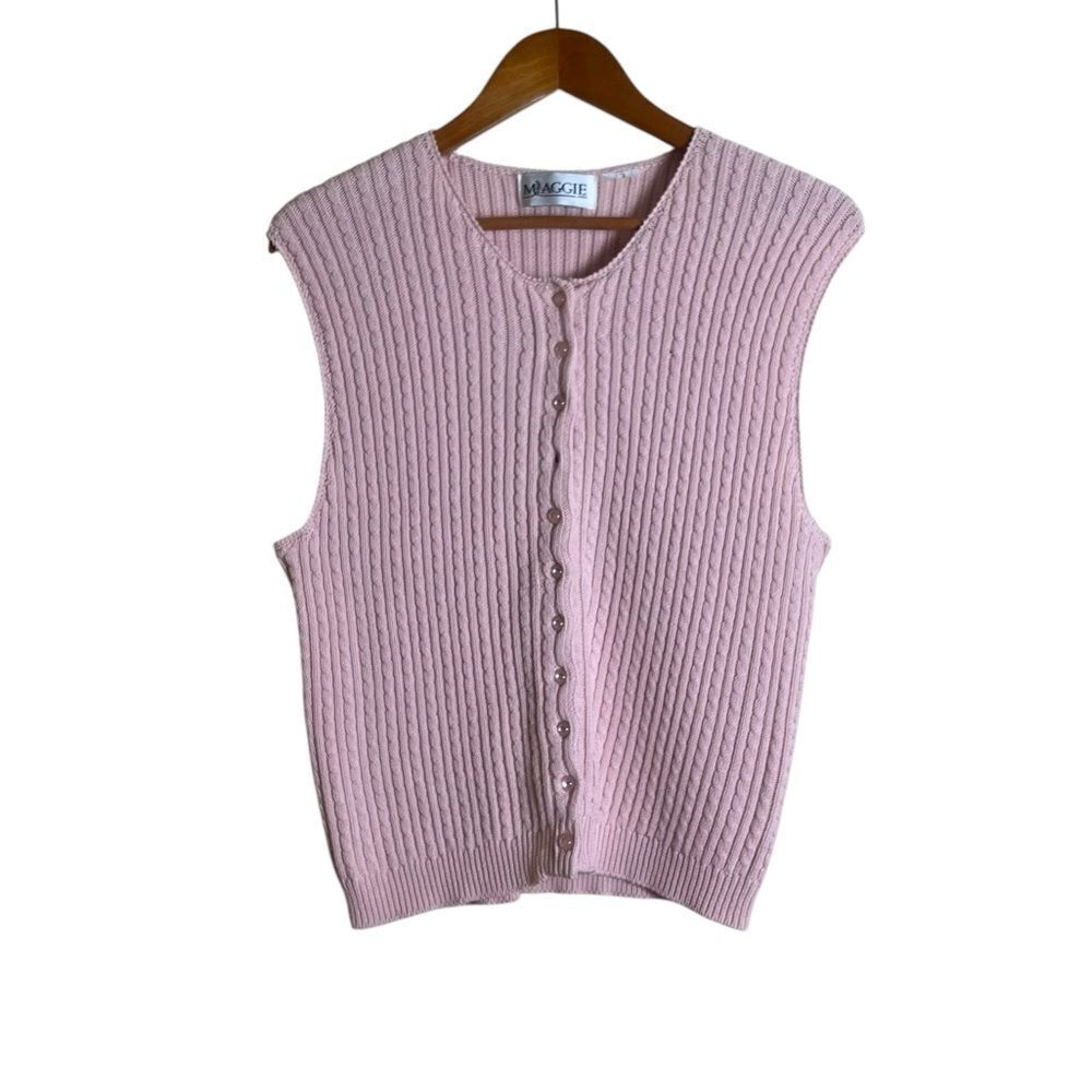 Maggie light pink cable knit sweater‎ vest